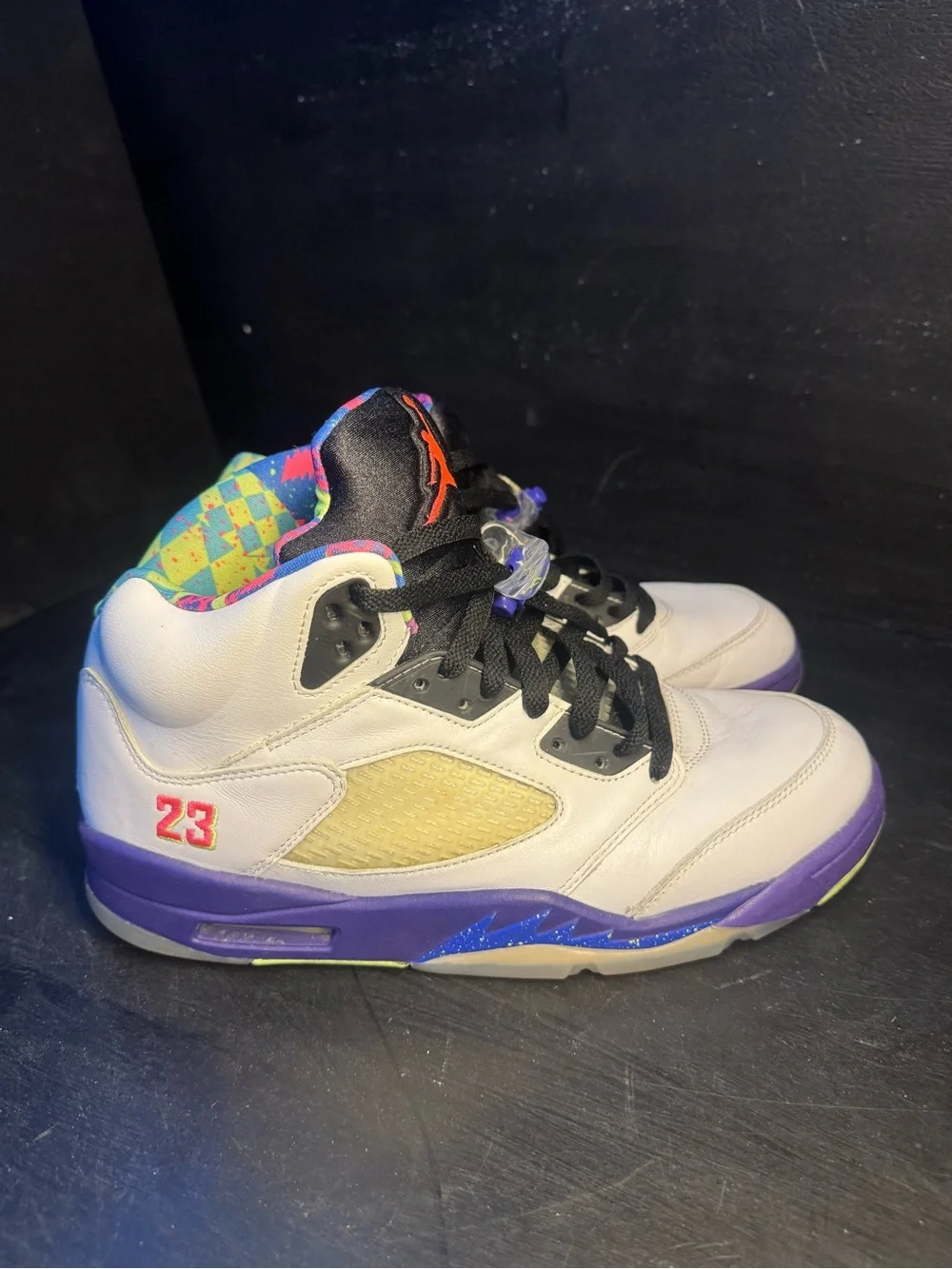 Jordan Retro 5 White/Purple Basketball Shoes